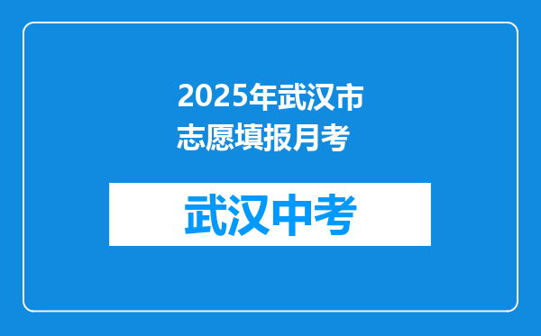 2025年武汉市志愿填报月考