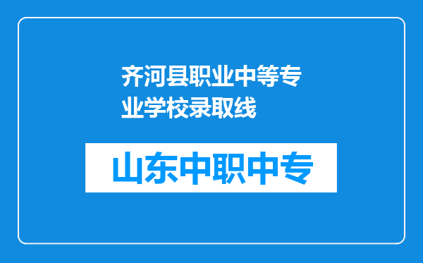 齐河县职业中等专业学校录取线