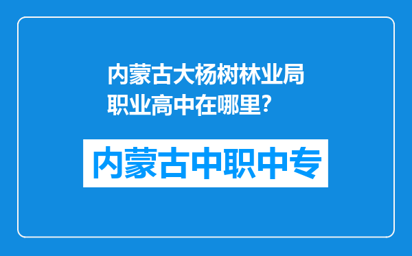 内蒙古大杨树林业局职业高中在哪里？