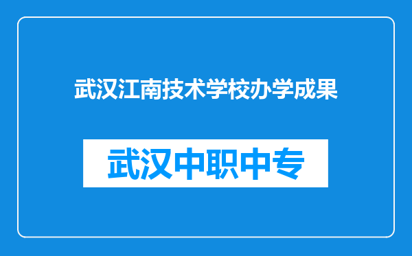 武汉江南技术学校办学成果