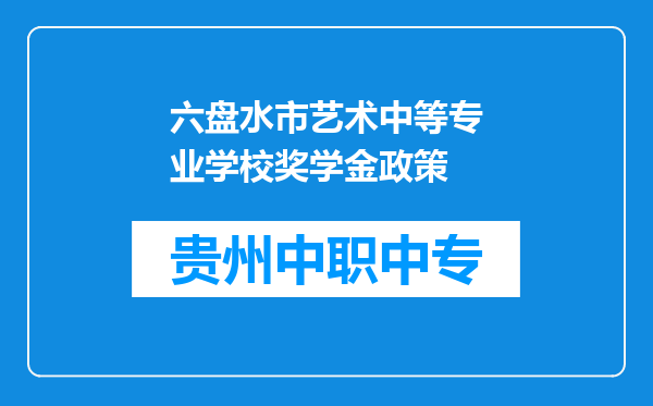 六盘水市艺术中等专业学校奖学金政策