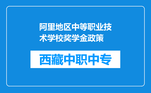 阿里地区中等职业技术学校奖学金政策