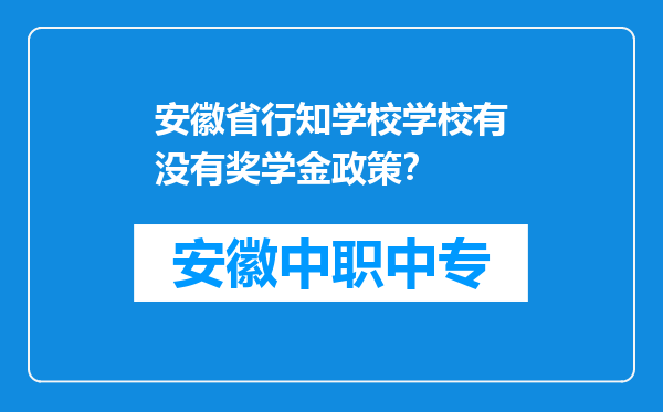 安徽省行知学校学校有没有奖学金政策？