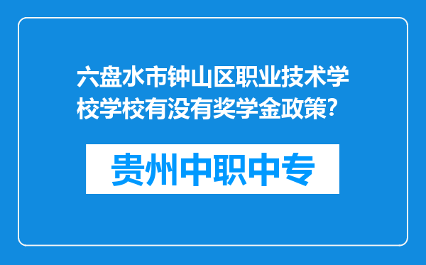六盘水市钟山区职业技术学校学校有没有奖学金政策？