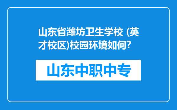 山东省潍坊卫生学校 (英才校区)校园环境如何？