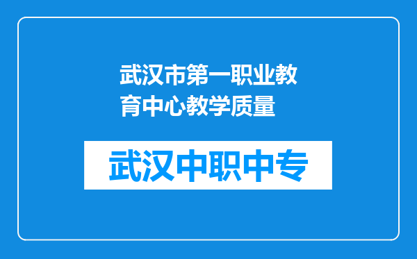 武汉市第一职业教育中心教学质量