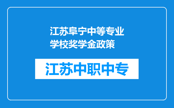 江苏阜宁中等专业学校奖学金政策