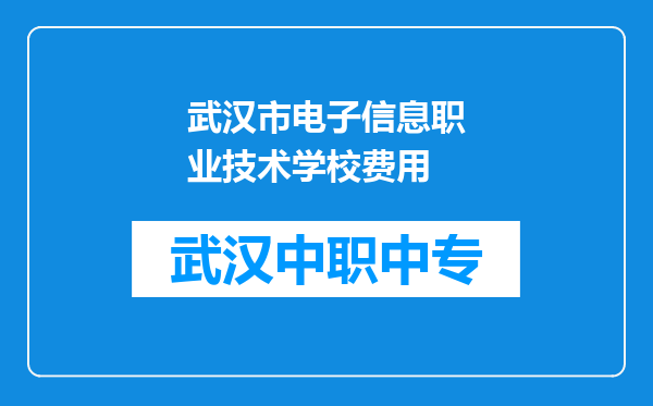 武汉市电子信息职业技术学校费用