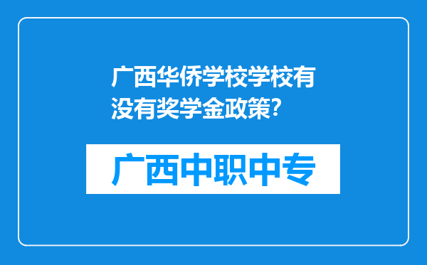 广西华侨学校学校有没有奖学金政策？