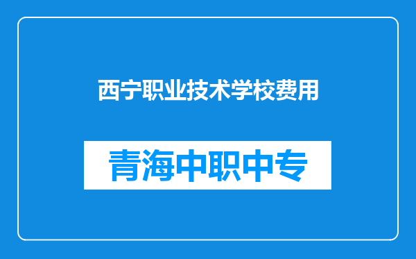 西宁职业技术学校费用