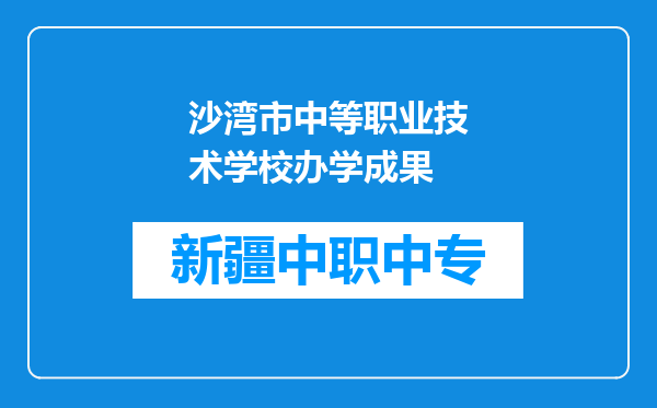 沙湾市中等职业技术学校办学成果