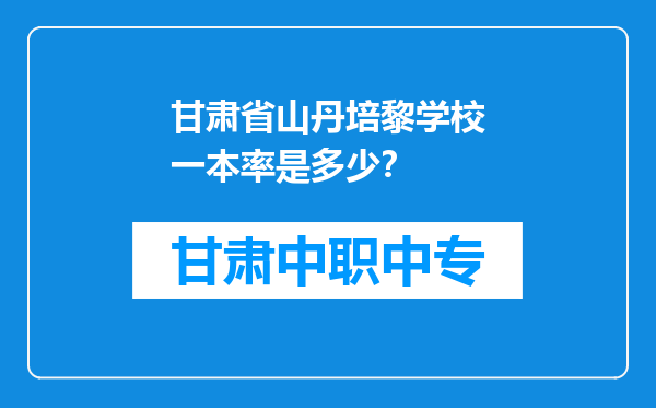 甘肃省山丹培黎学校一本率是多少？