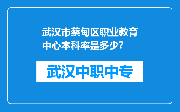 武汉市蔡甸区职业教育中心本科率是多少？