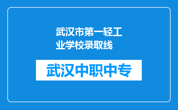 武汉市第一轻工业学校录取线