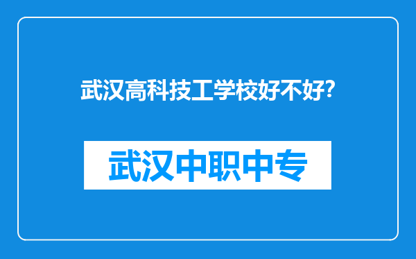 武汉高科技工学校好不好？
