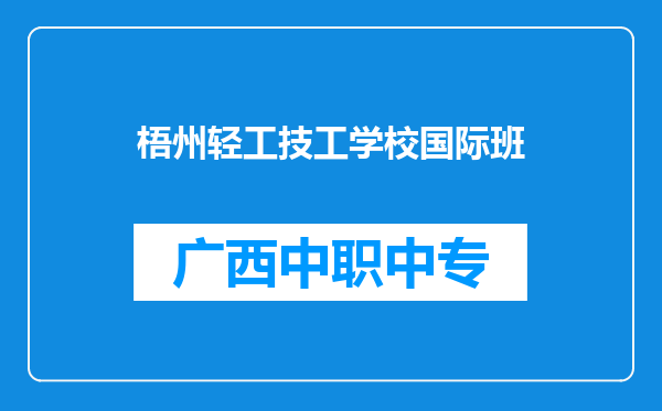 梧州轻工技工学校国际班