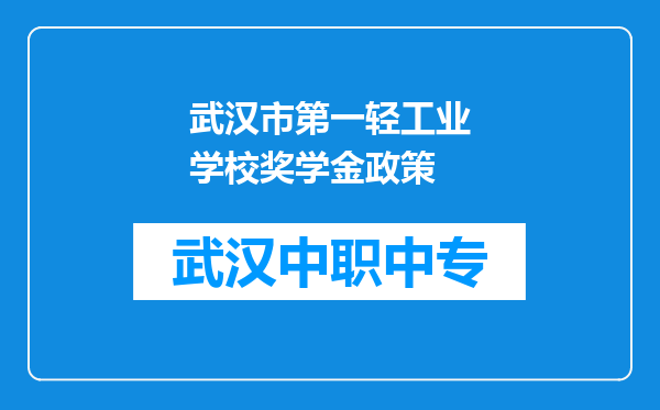 武汉市第一轻工业学校奖学金政策