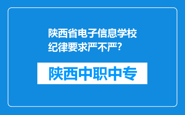 陕西省电子信息学校纪律要求严不严？