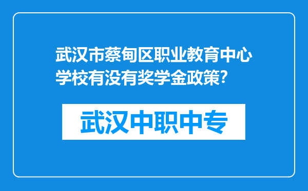 武汉市蔡甸区职业教育中心学校有没有奖学金政策？