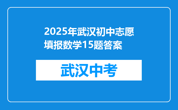 2025年武汉初中志愿填报数学15题答案