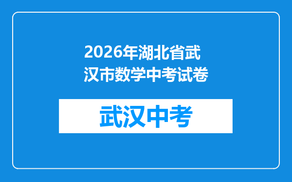 2026年湖北省武汉市数学中考试卷