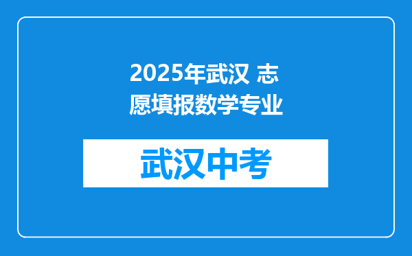 2025年武汉 志愿填报数学专业