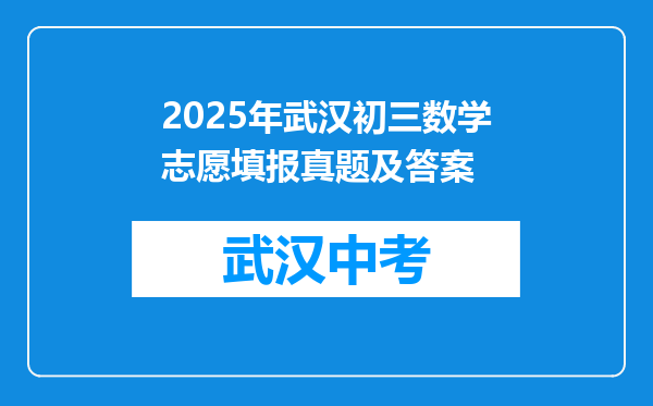 2025年武汉初三数学志愿填报真题及答案