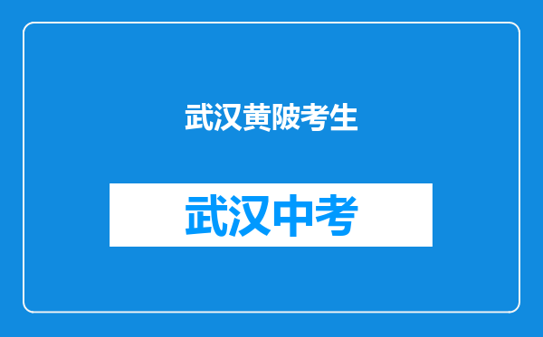 武汉黄陂考生