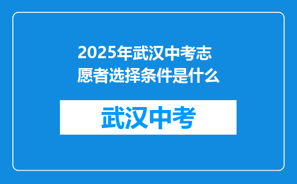 2025年武汉中考志愿者选择条件是什么