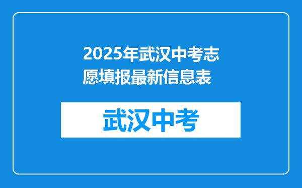 2025年武汉中考志愿填报最新信息表