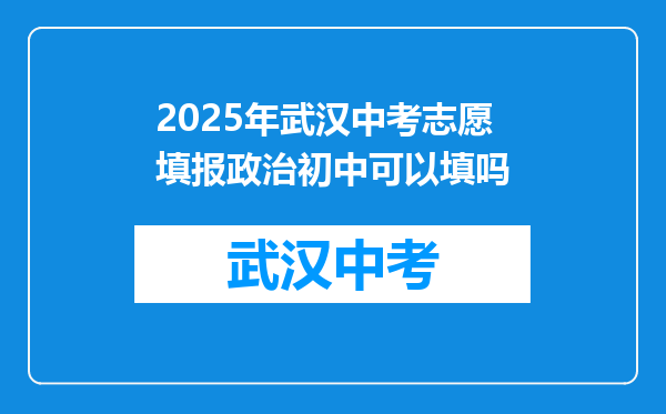 2025年武汉中考志愿填报政治初中可以填吗
