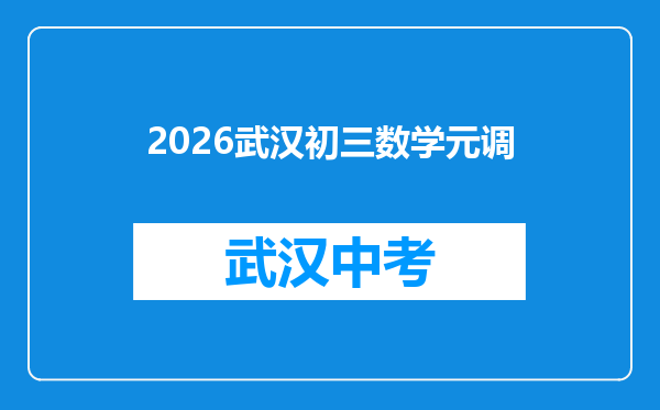 2026武汉初三数学元调