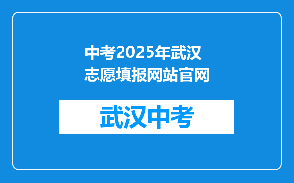 中考2025年武汉志愿填报网站官网
