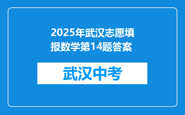 2025年武汉志愿填报数学第14题答案