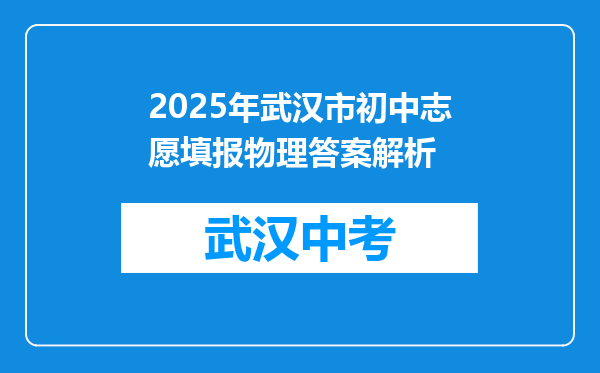 2025年武汉市初中志愿填报物理答案解析