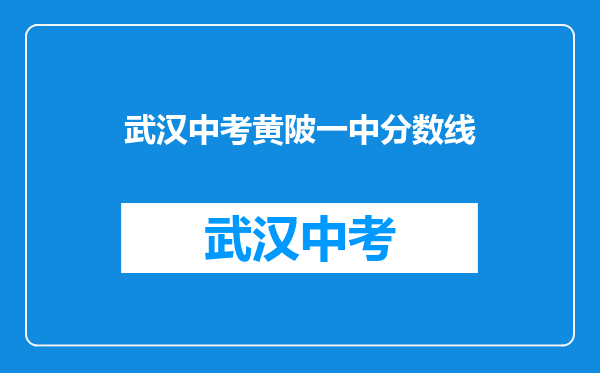 武汉中考黄陂一中分数线