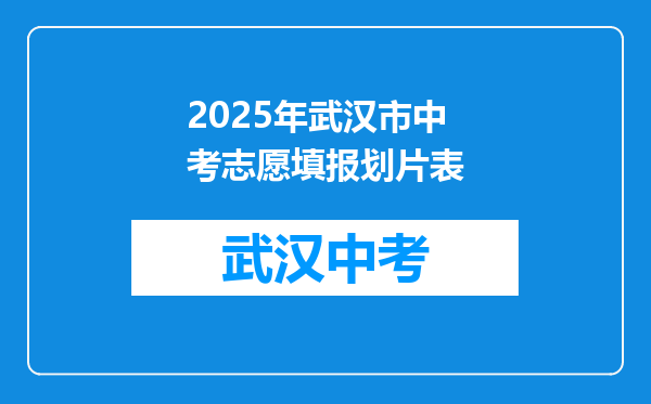 2025年武汉市中考志愿填报划片表