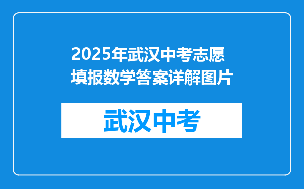 2025年武汉中考志愿填报数学答案详解图片