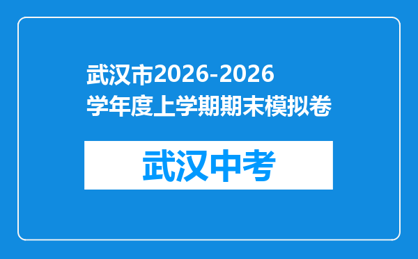 武汉市2026-2026学年度上学期期末模拟卷