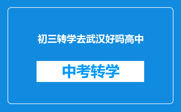 初三转学去武汉好吗高中