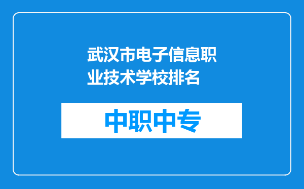 武汉市电子信息职业技术学校排名