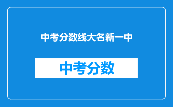 中考分数线大名新一中