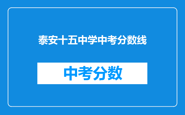 泰安十五中学中考分数线