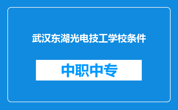 武汉东湖光电技工学校条件