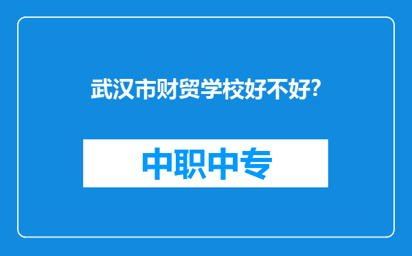 武汉市财贸学校好不好？