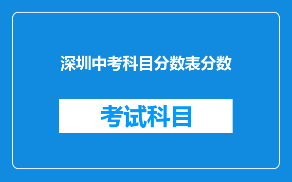 深圳中考科目分数表分数