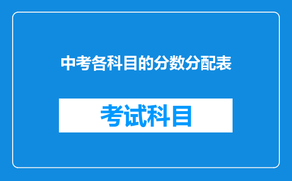 中考各科目的分数分配表