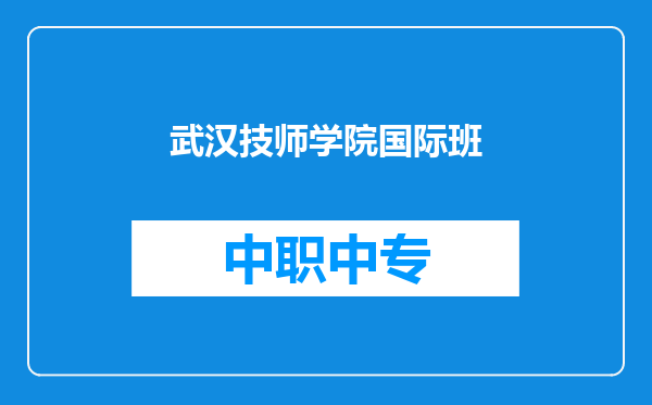 武汉技师学院国际班