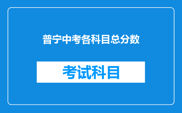 普宁中考各科目总分数