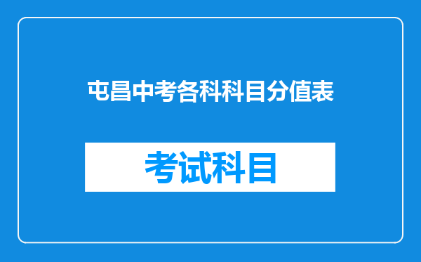 屯昌中考各科科目分值表